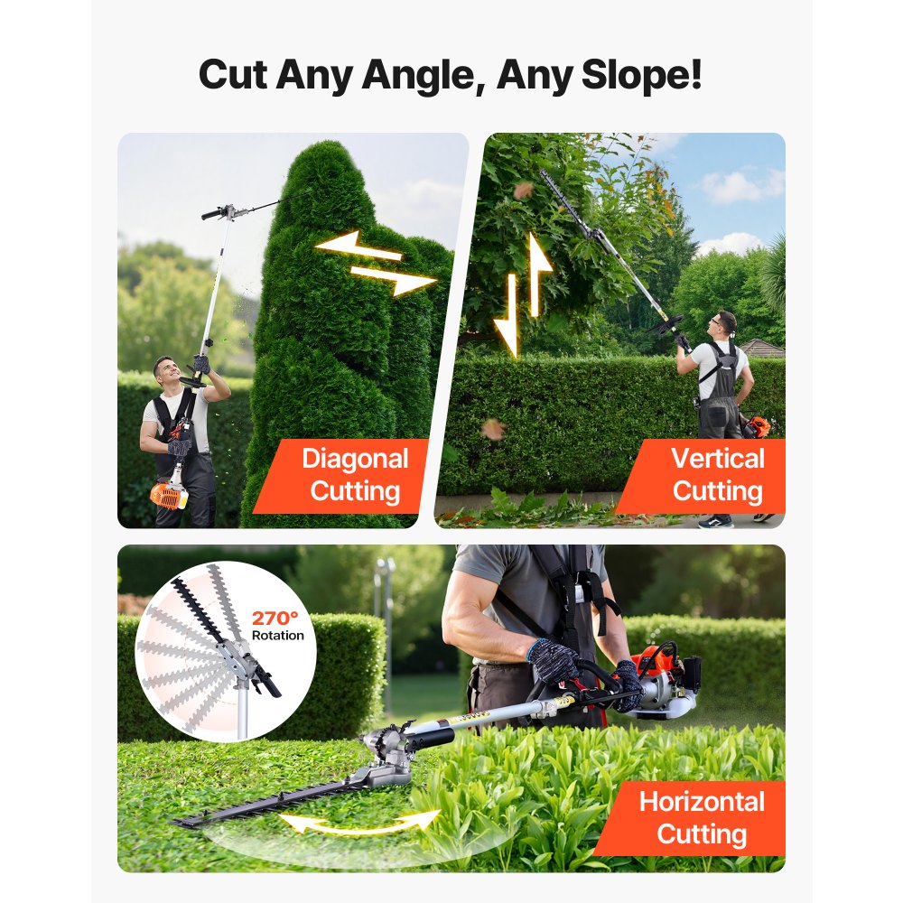 F26-B 4-in-1 26CC Gas Hedge Trimmer with String Trimmer, Brush Cutter & Edger