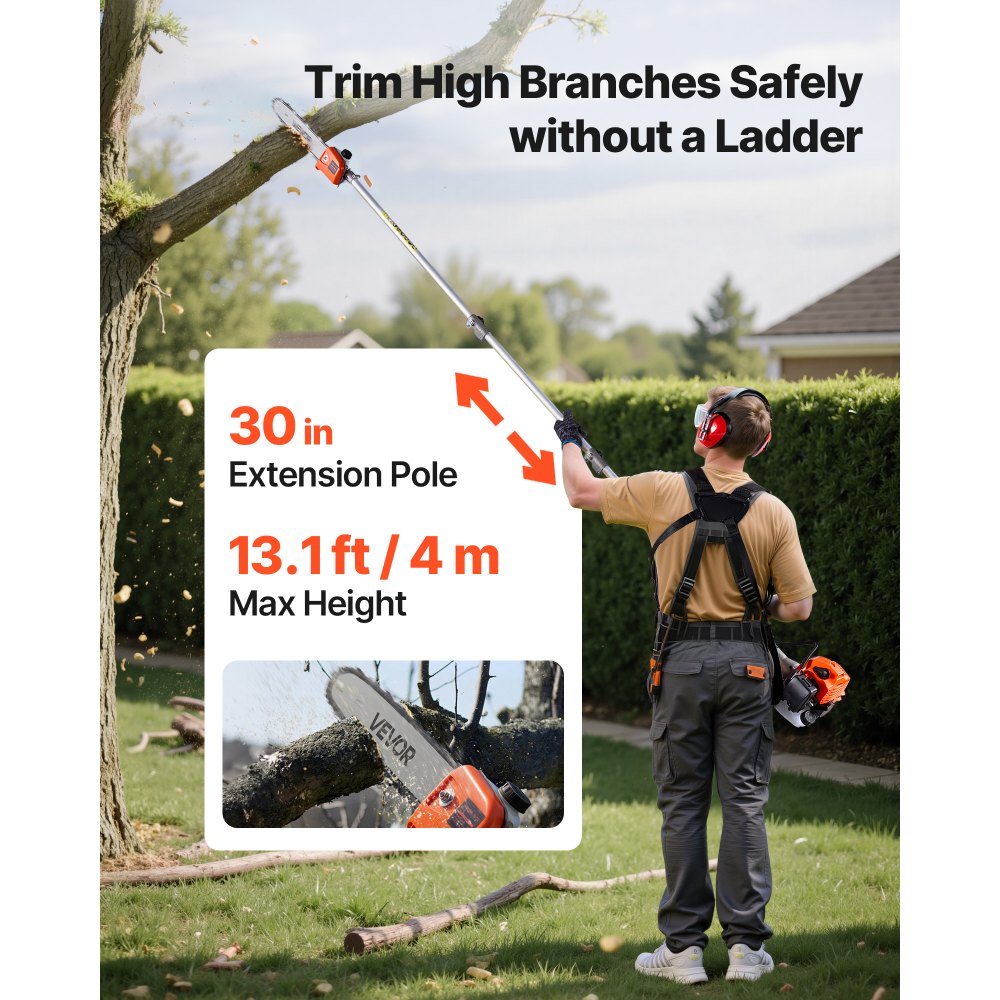F26-B 26CC 7-in-1 Gas Hedge Trimmer & Brush Cutter with Extension Pole