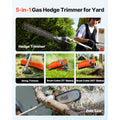 CN-650C 5-in-1 63CC Gas Hedge Trimmer & Brush Cutter with Pole Saw and String Trimmer