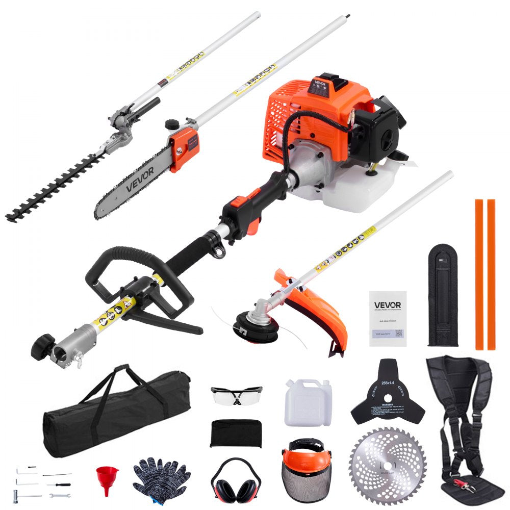 CN-650C 5-in-1 63CC Gas Hedge Trimmer & Brush Cutter with Pole Saw and String Trimmer