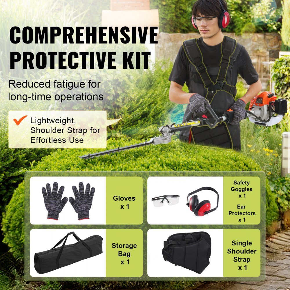 F52-C 6-in-1 Gas-Powered Multi-Function Trimmer with Pole Saw, Hedge Trimmer, Brush Cutter & Weed Eater