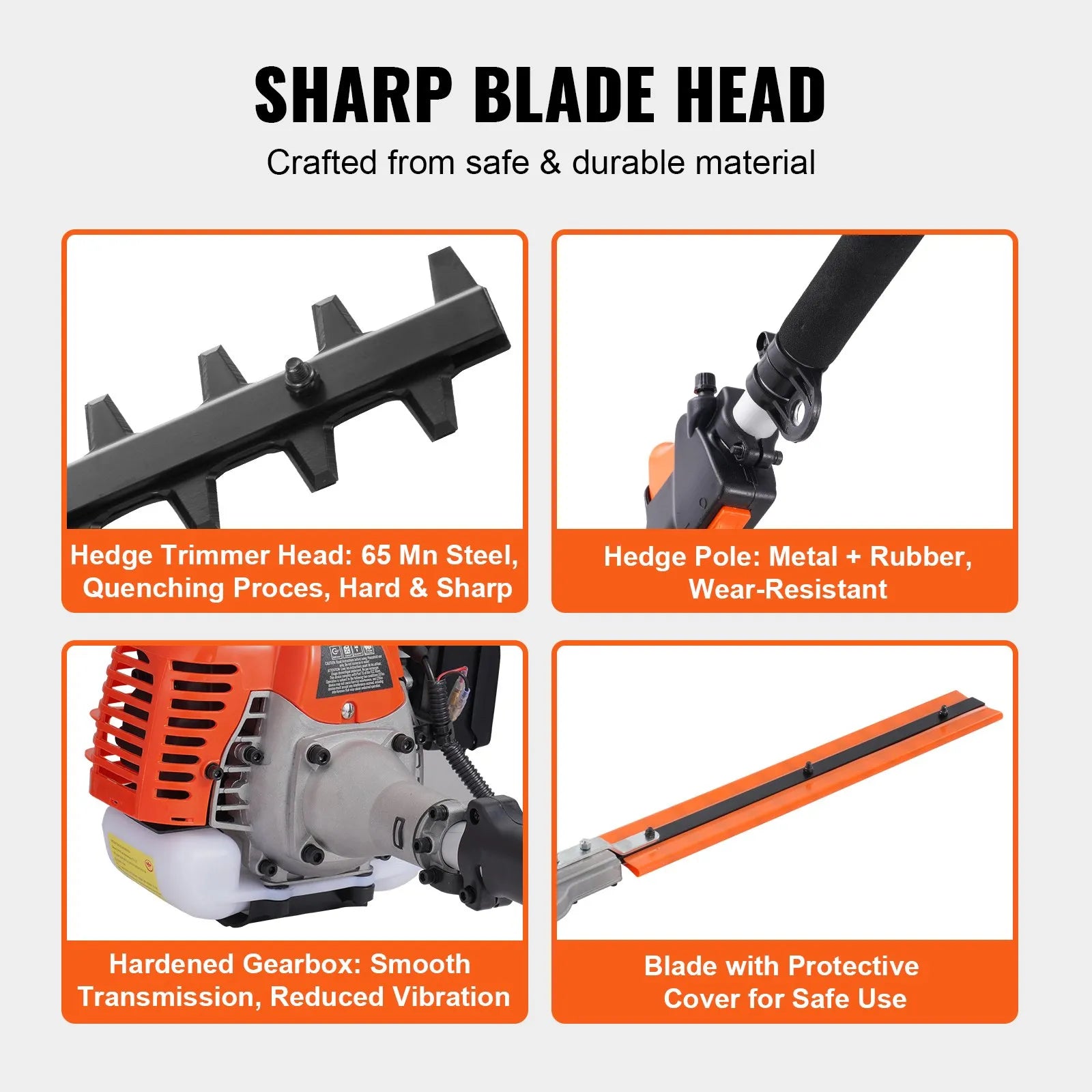 F26-B 26CC 2-Cycle Gas Powered Pole Hedge Trimmer with 5.7" Dual-Action Blade & 270° Adjustable Head