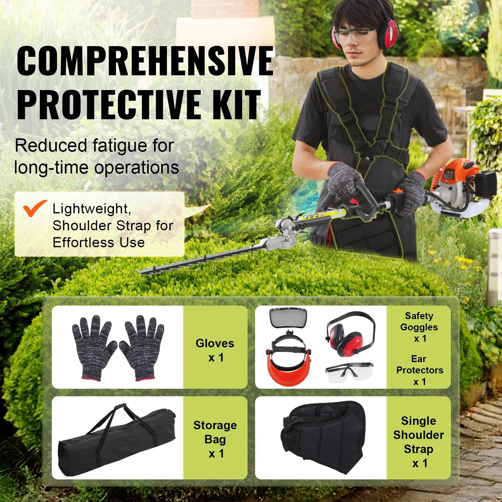 F26-B 26CC 2-Cycle Gas Powered Pole Hedge Trimmer with 5.7" Dual-Action Blade & 270° Adjustable Head