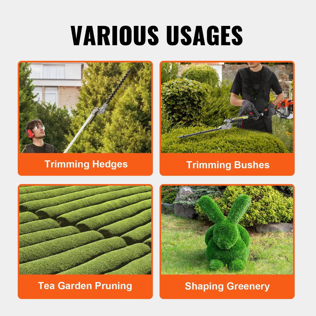 F26-B 26CC 2-Cycle Gas Powered Pole Hedge Trimmer with 5.7" Dual-Action Blade & 270° Adjustable Head