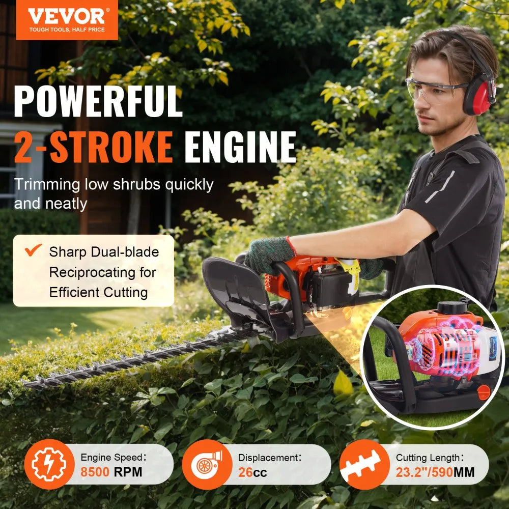 HT-7510 23.2" 26CC Gas Powered Hedge Trimmer with Adjustable Head