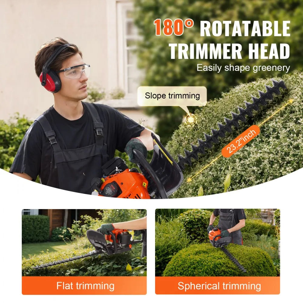 HT-7510 23.2" 26CC Gas Powered Hedge Trimmer with Adjustable Head