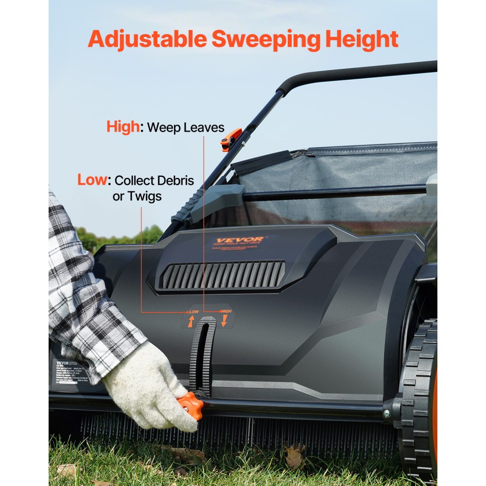 S19-001A 21" Push Lawn Sweeper with 3.5 cu. ft. Hopper Bag & Adjustable Brushes