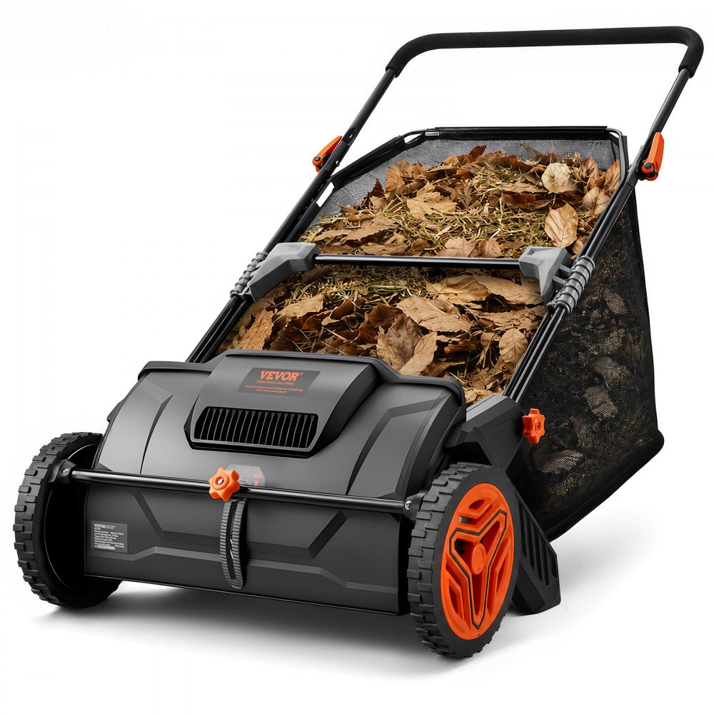 S19-001A 21" Push Lawn Sweeper with 3.5 cu. ft. Hopper Bag & Adjustable Brushes