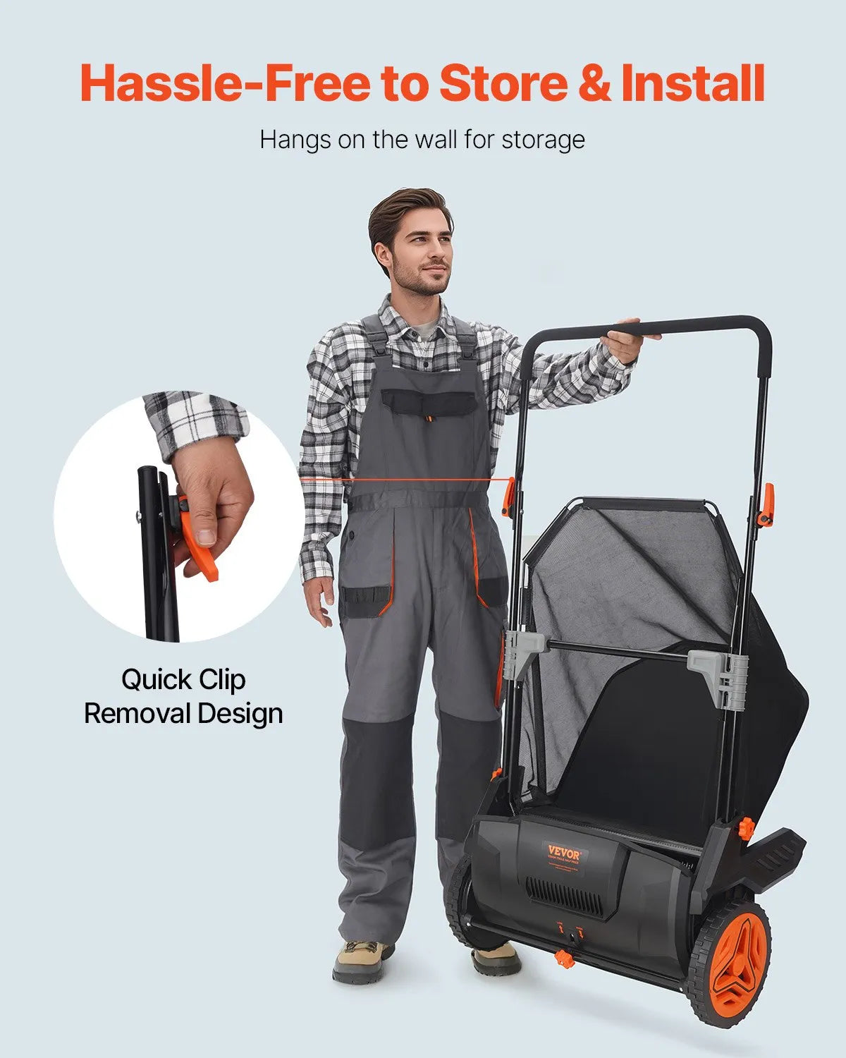 S19-001A 21" Push Lawn Sweeper with 3.5 cu. ft. Hopper Bag & Adjustable Brushes