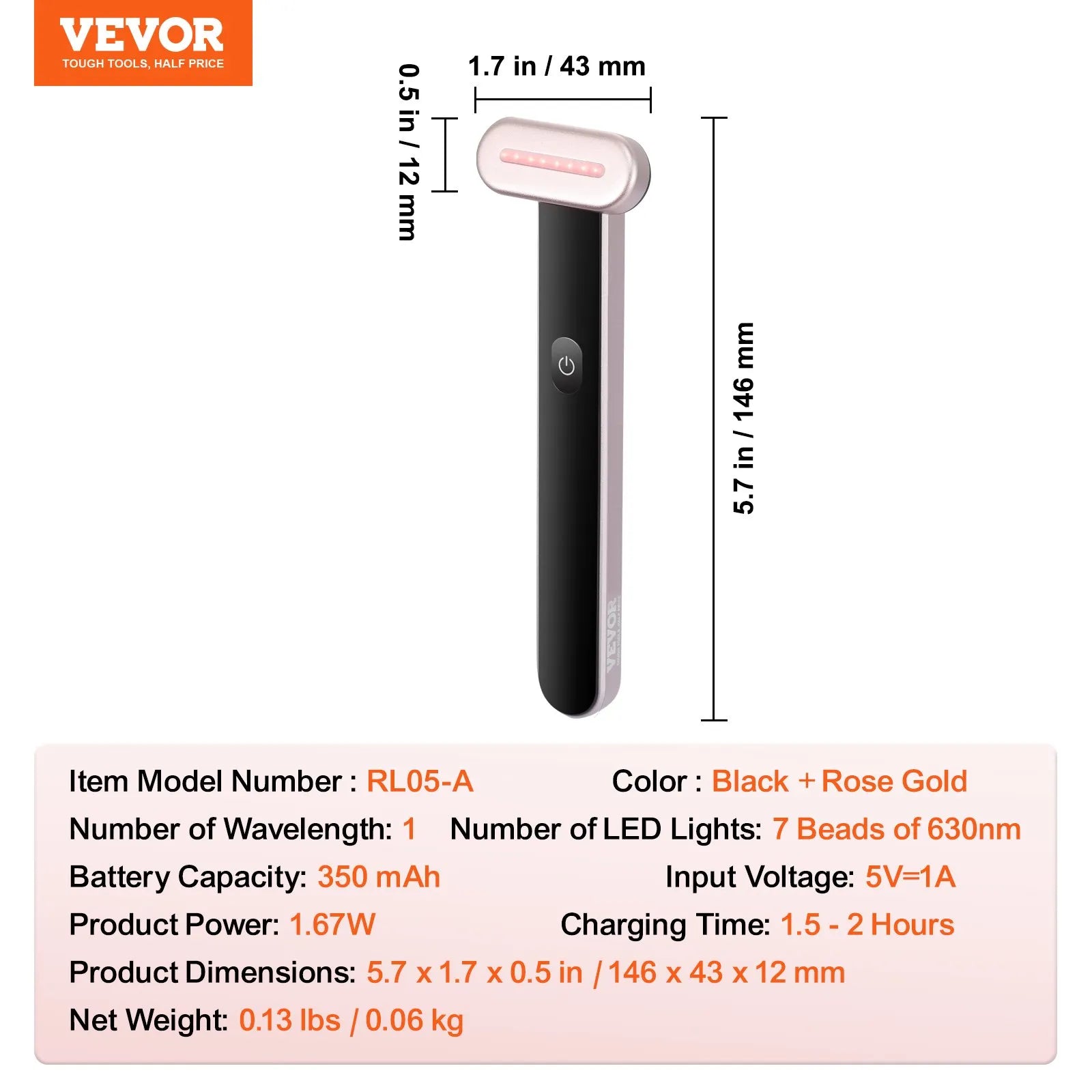RL05-A 3-in-1 LED Red Light Therapy Wand for Face &amp; Neck
