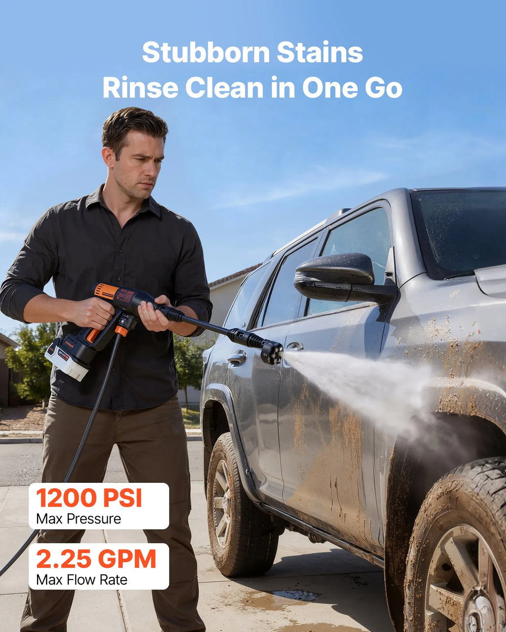 SC14-2 1200 PSI Cordless Pressure Washer with Dual Batteries & 6-in-1 Nozzle