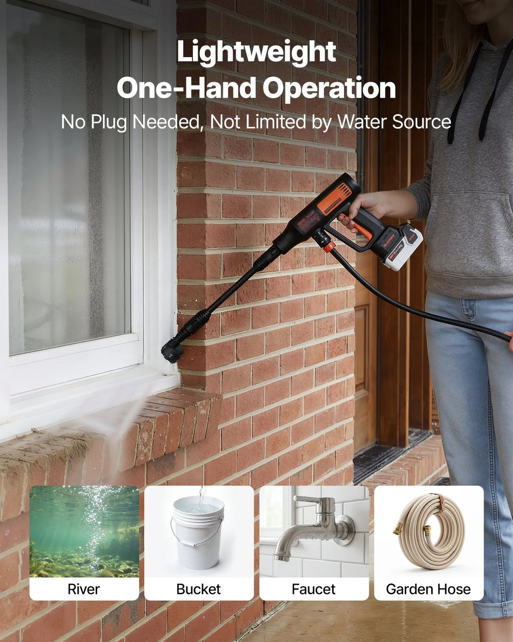 SC14-2 1200 PSI Cordless Pressure Washer with Dual Batteries & 6-in-1 Nozzle