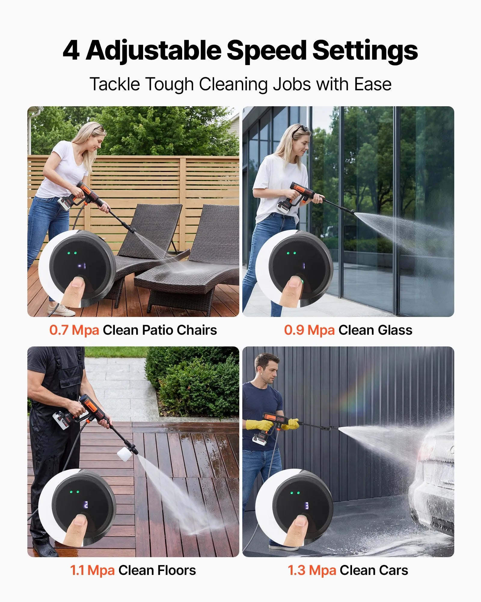SC14-2 1200 PSI Cordless Pressure Washer with Dual Batteries & 6-in-1 Nozzle