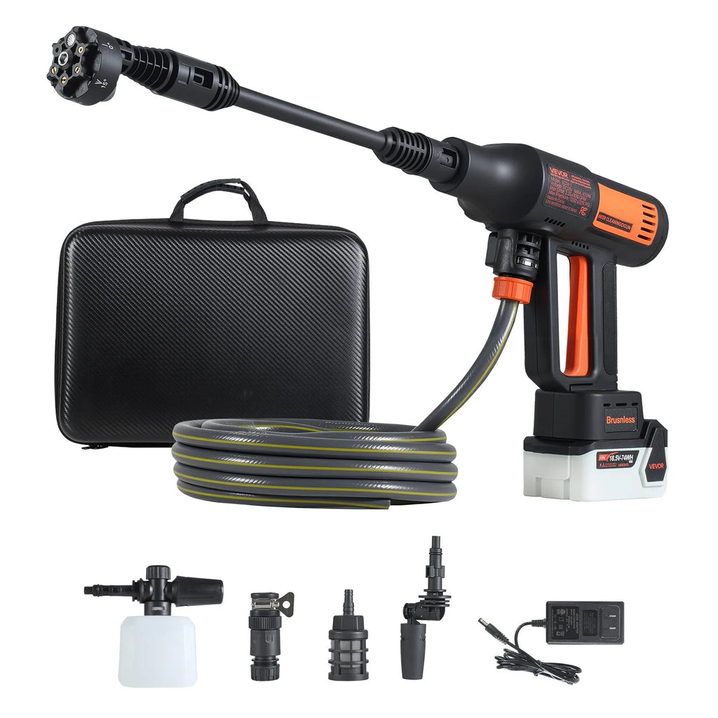SC14-1 Cordless Pressure Washer 1200 PSI Max, 18.5V Battery Powered Portable Power Cleaner with Brushless Motor, 6-in-1 Nozzle & 4-Speed Adjustment
