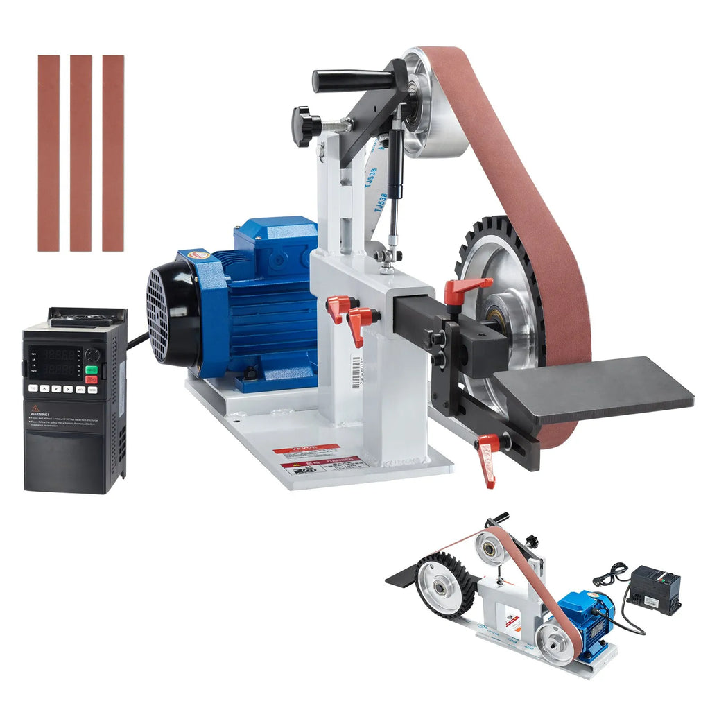 JLD10-5 72" x 2" Variable Speed Belt Grinder Sander, 1500W 2HP Belt Polisher with VFD & 3 Sanding Belts for Knife Making, Metalworking & Woodworking