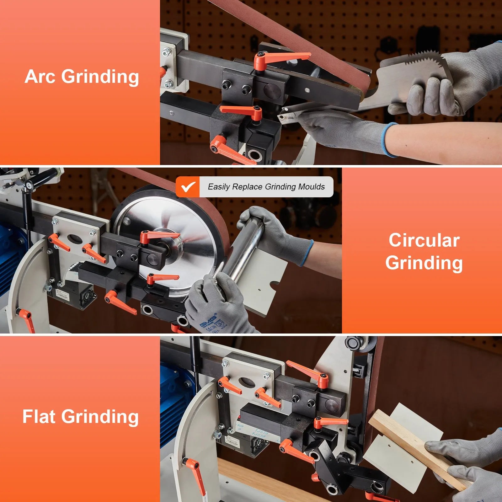 JLD10-7 1500W Variable Speed Belt Grinder Sander 72" x 2", Knife Sharpener with VFD & 3 Grinding Modes