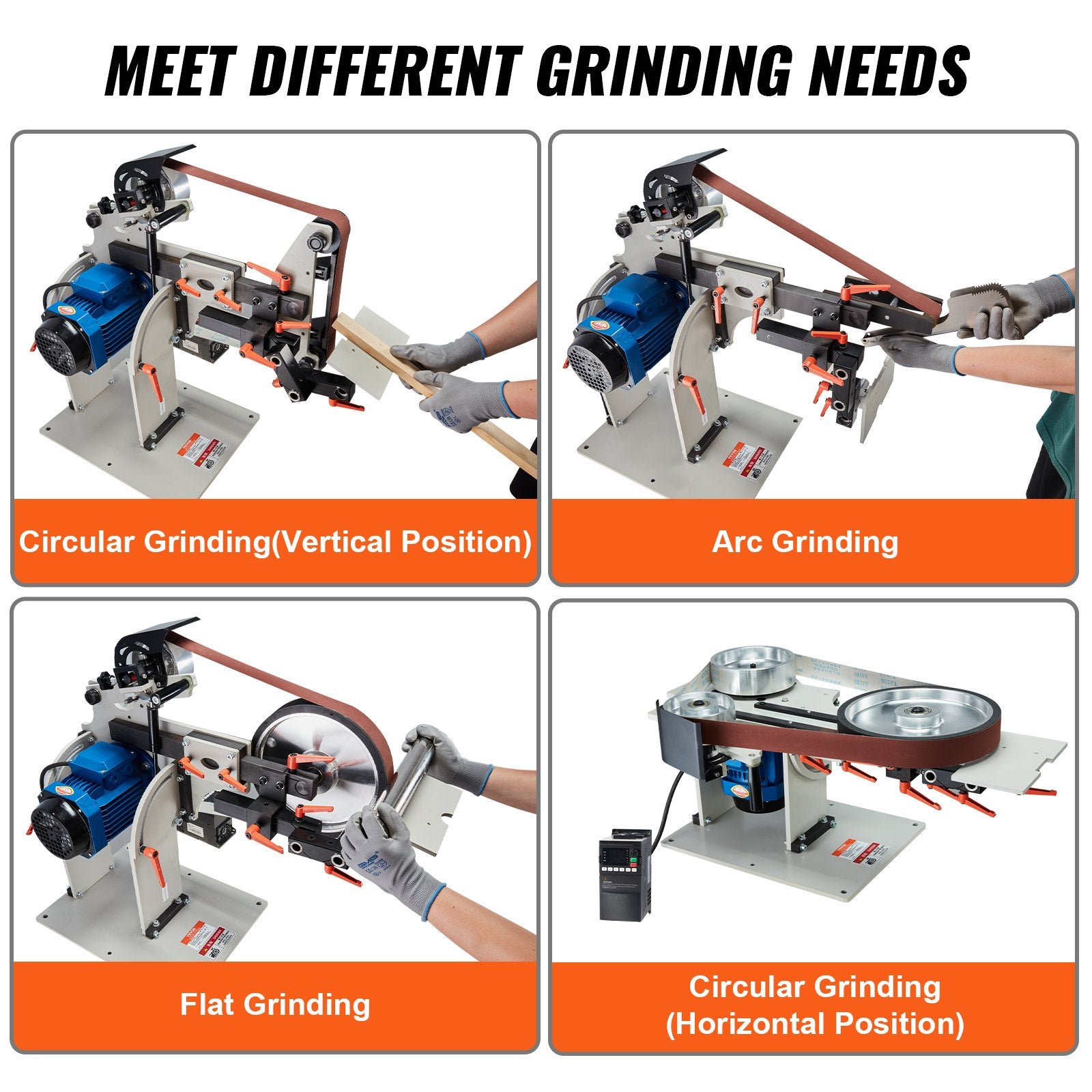 JLD10-7 1500W Variable Speed Belt Grinder Sander 72" x 2", Knife Sharpener with VFD & 3 Grinding Modes