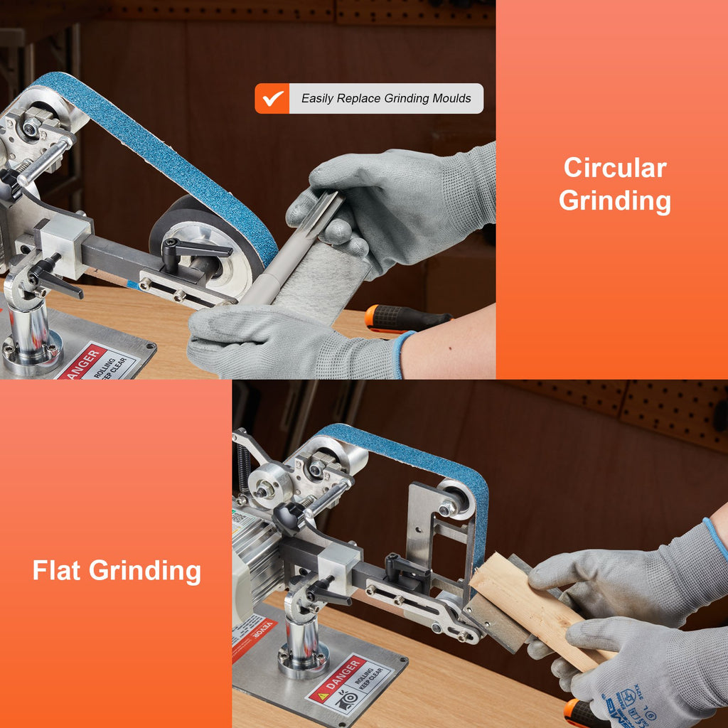 JLD10-8 30 x 1-Inch Variable Speed Belt Grinder Sander, 550W Bench Belt Polisher with VFD, 3 Sanding Belts for Metalworking & Knife Making