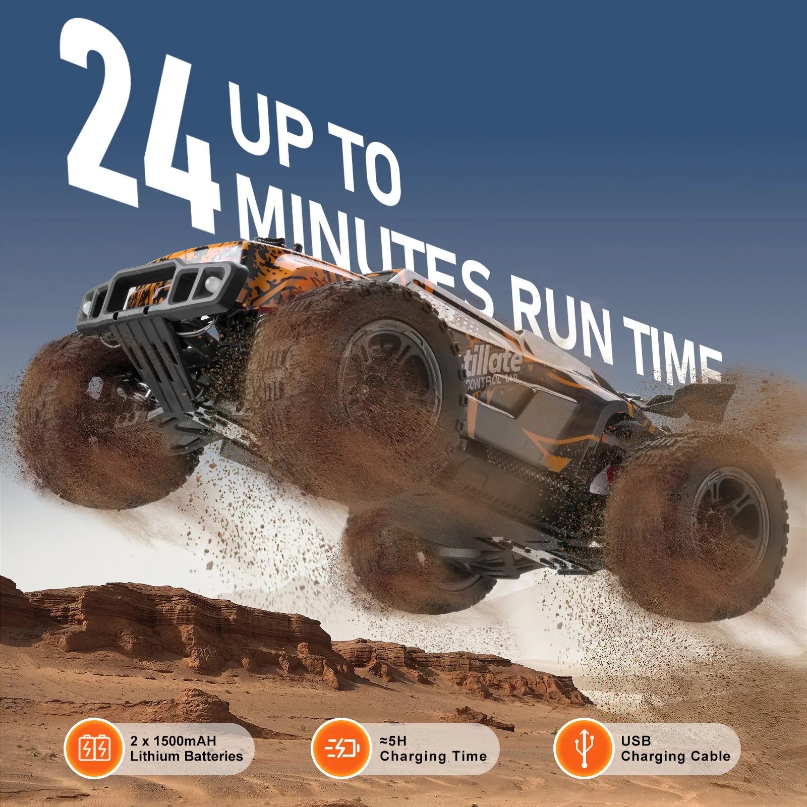 1:10 RC Car for Kids, 4WD Off-Road Remote Control Truck, 50 km/h High-Speed Racing Car, Adjustable Speed, All-Terrain Toy for Ages 8+