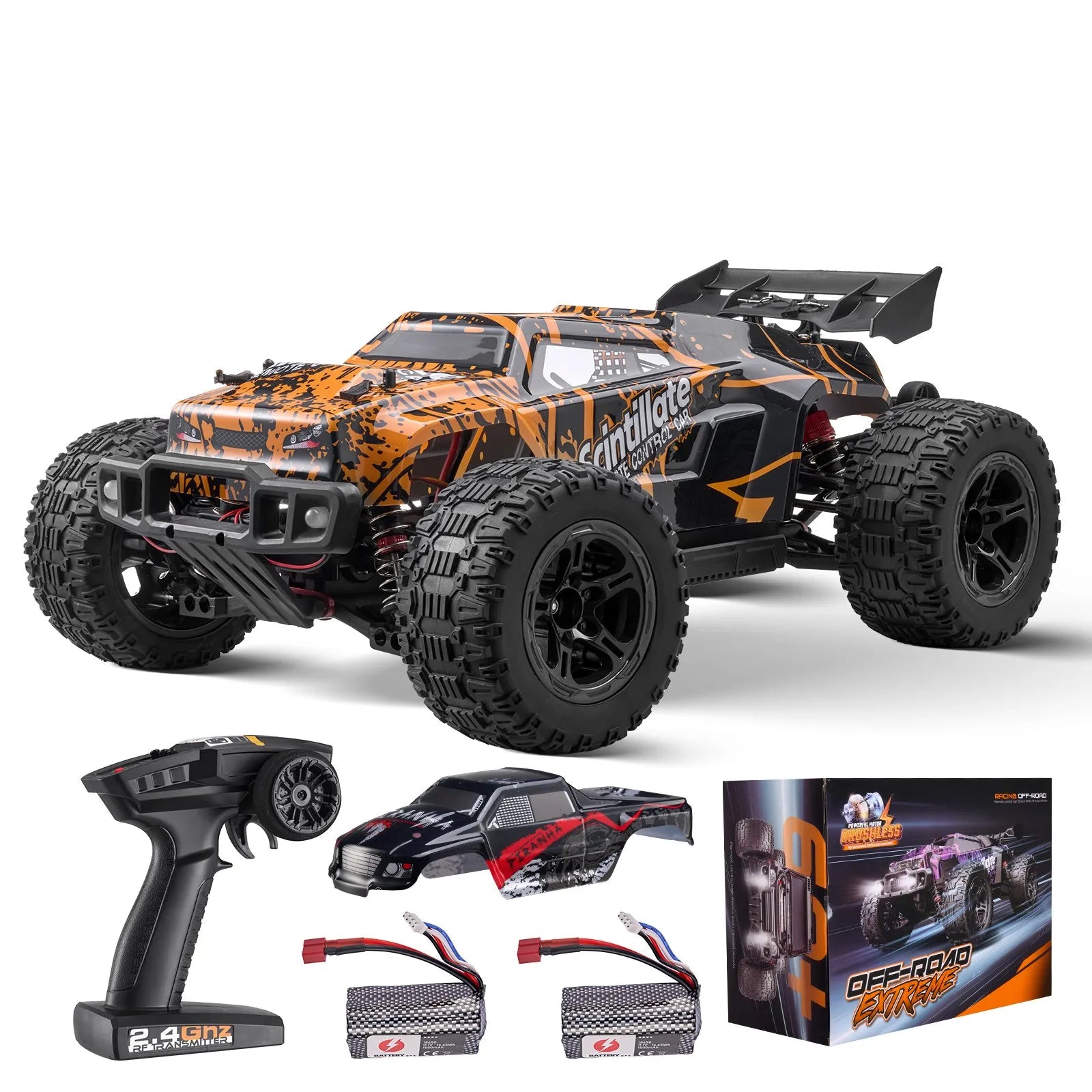 1:10 RC Car for Kids, 4WD Off-Road Remote Control Truck, 50 km/h High-Speed Racing Car, Adjustable Speed, All-Terrain Toy for Ages 8+