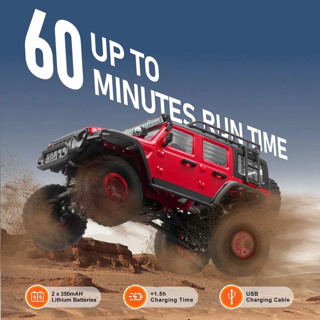 1:24 RC Off-Road Truck 4WD with LED Lights, Extra Shell & 2 Batteries