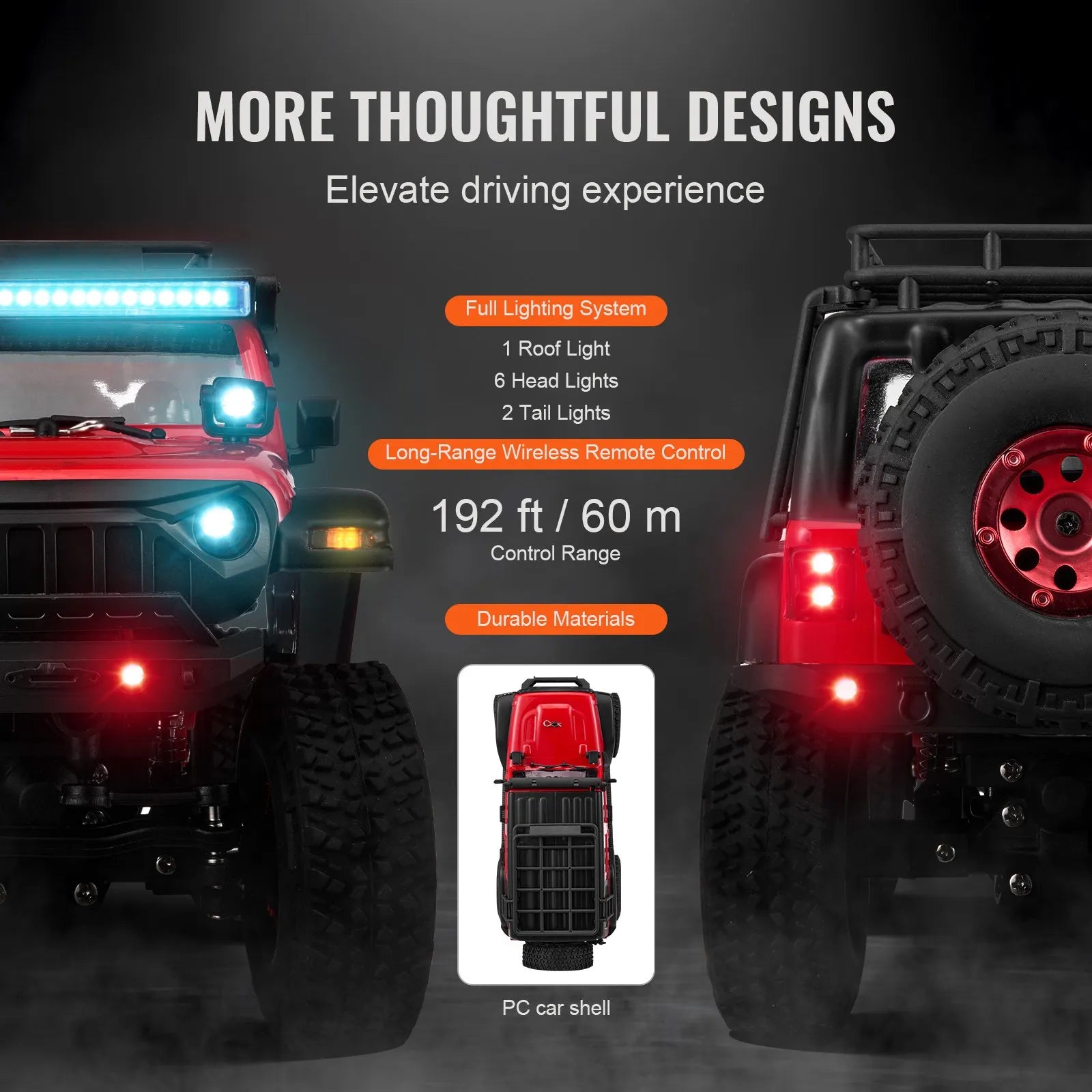 1:24 RC Off-Road Truck 4WD with LED Lights, Extra Shell & 2 Batteries