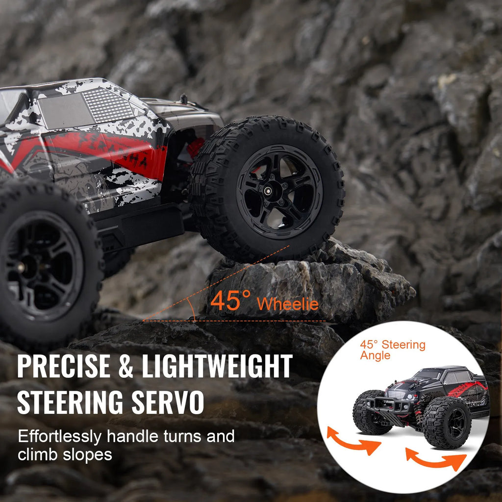 1:10 RC Monster Truck, 38 km/h 4WD Off-Road Remote Control Car with 2 Batteries