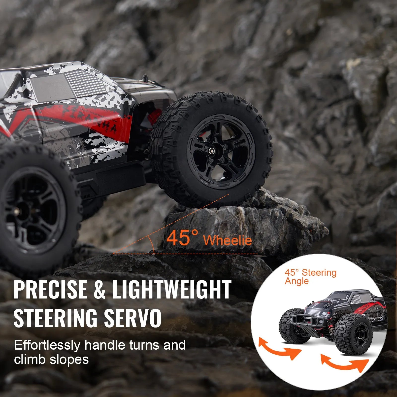 1:10 RC Monster Truck, 38 km/h 4WD Off-Road Remote Control Car with 2 Batteries