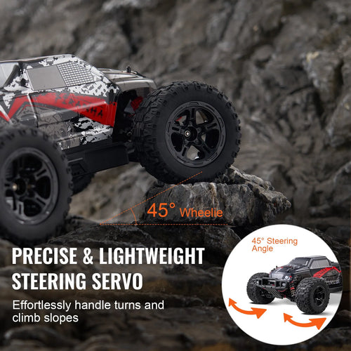1:10 RC Monster Truck, 38 km/h 4WD Off-Road Remote Control Car with 2 Batteries