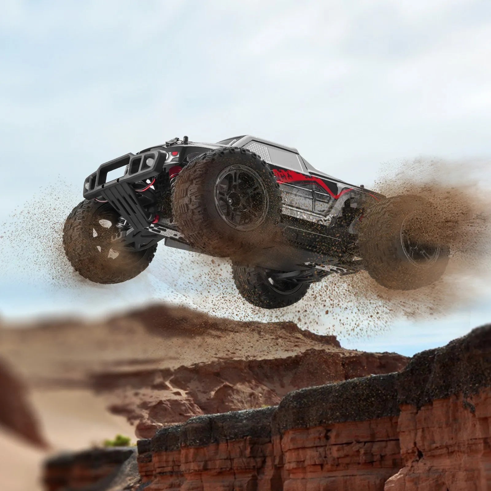 1:10 RC Monster Truck, 38 km/h 4WD Off-Road Remote Control Car with 2 Batteries