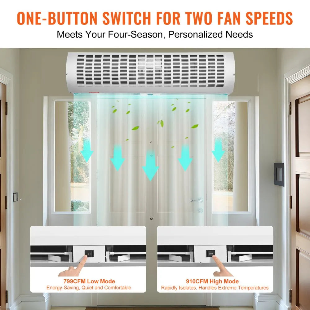 FM150-900-U 36" Industrial Air Curtain Blower, 1200 CFM, Dual-Speed, 110V Non-Heated, Wall Mount