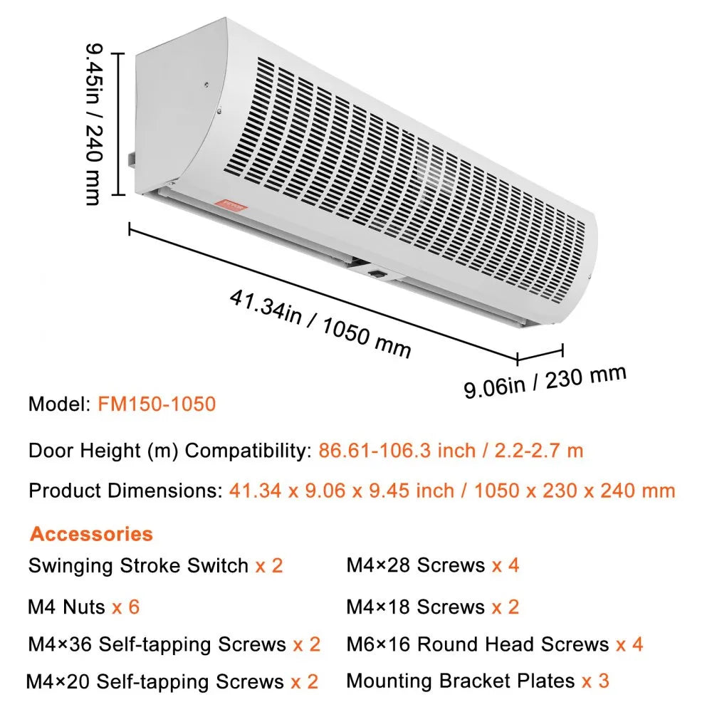 FM150-1050-U 42" Commercial Indoor Air Curtain 1350 CFM