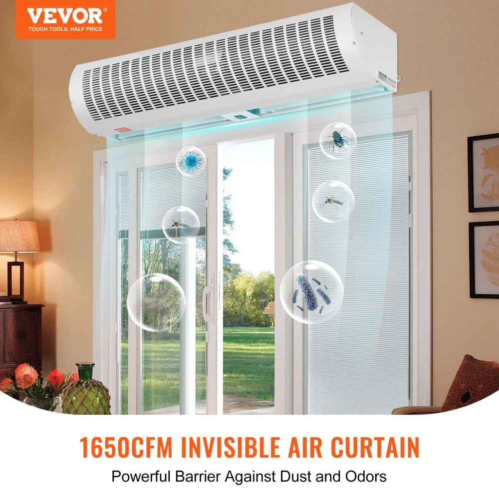 FM150-1200-U 48" Commercial Indoor Air Curtain 1650 CFM, 2-Speed Unheated Over Door Air Curtain