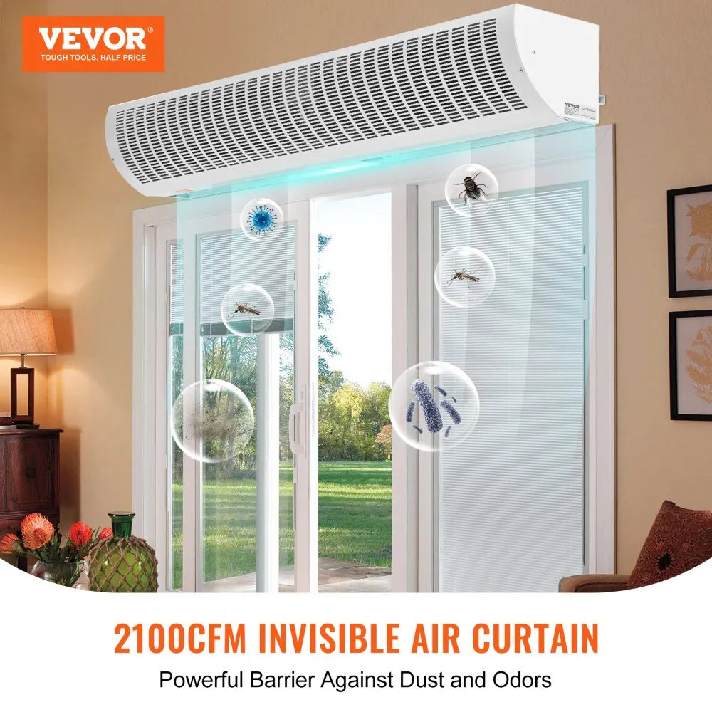 FM150-1500-U 60" Commercial Indoor Air Curtain 2100 CFM, 2-Speed Wall Mounted Over Door Air Curtain