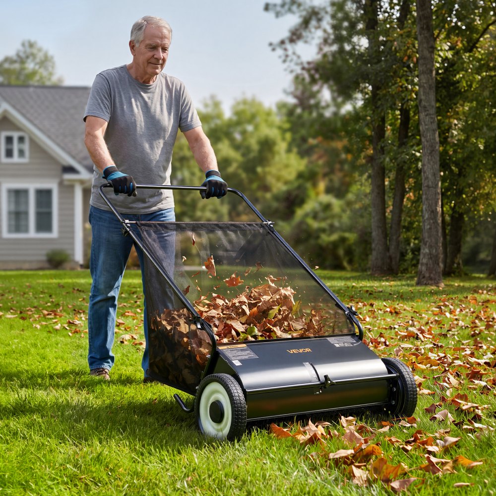 GT1110 26" Push Lawn Sweeper with 7 Cu. Ft. Hopper & 4 Spinning Brushes