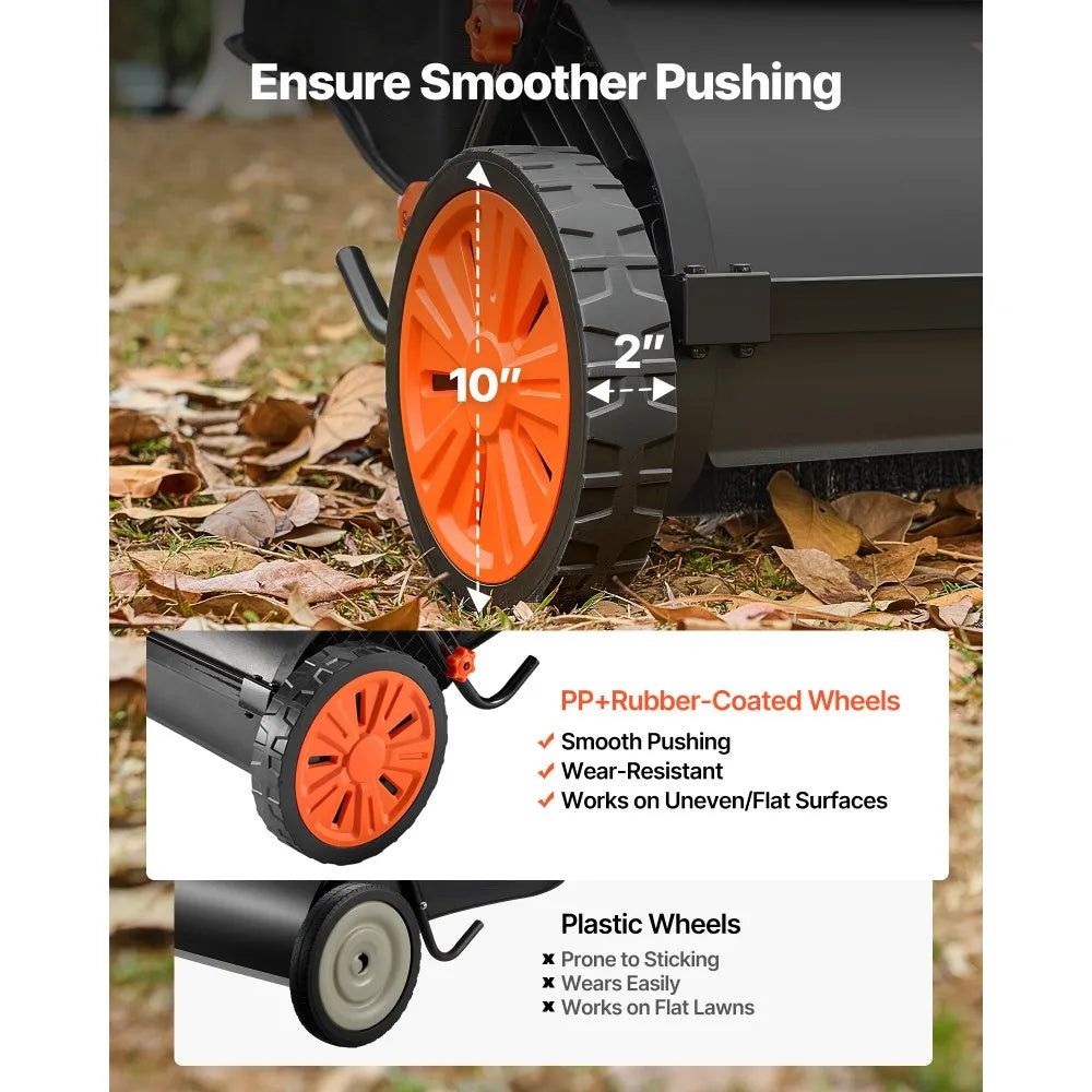 S19-002A 26" Push Lawn Sweeper with 7 Cu. Ft. Hopper Bag – Adjustable Brush Height, Heavy-Duty Leaf & Grass Collector