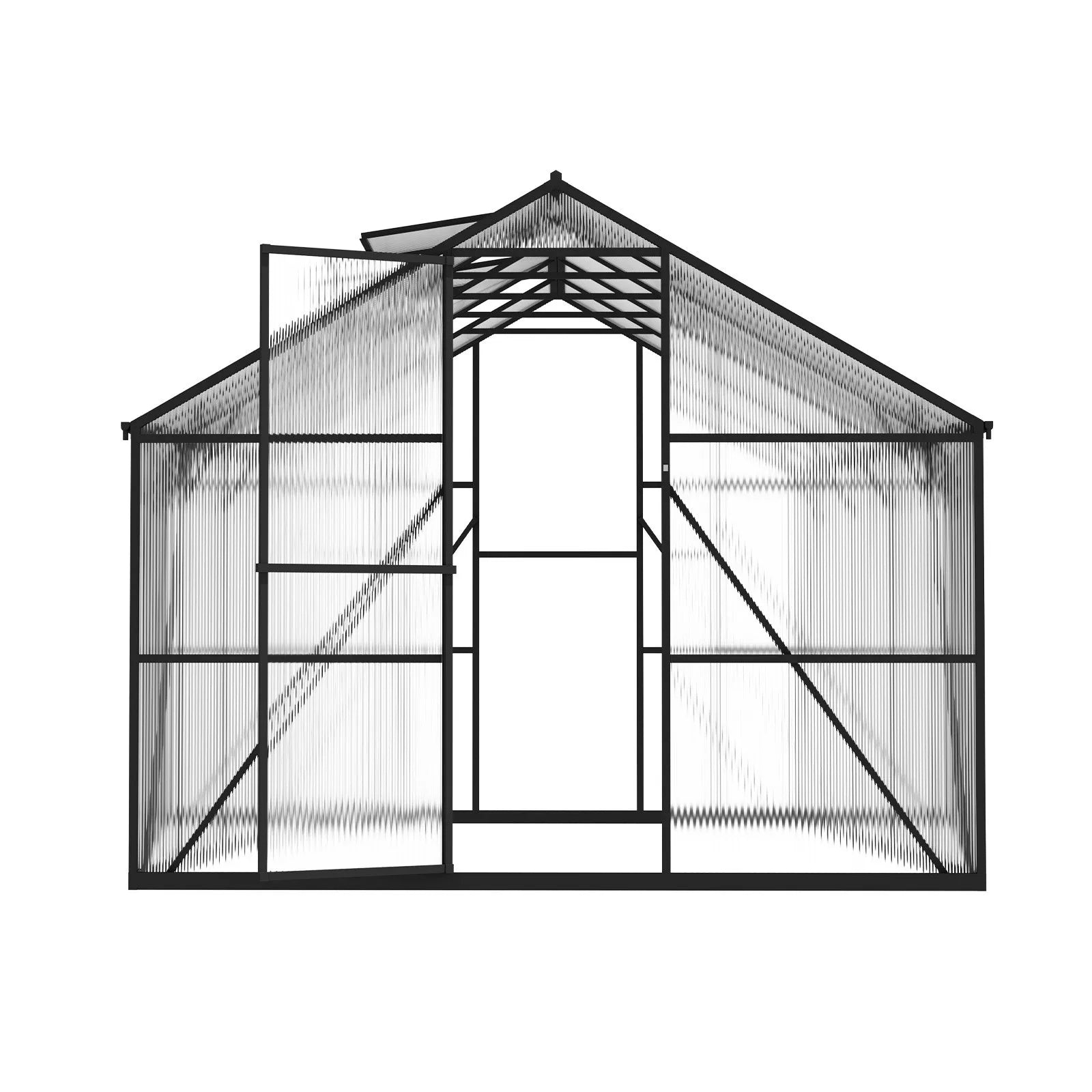 YGF-01-8X10 8 x 10 FT Polycarbonate Greenhouse, Heavy-Duty Walk-In Outdoor Greenhouse with Lockable Swing Door, Adjustable Vent Windows & Aluminum Frame