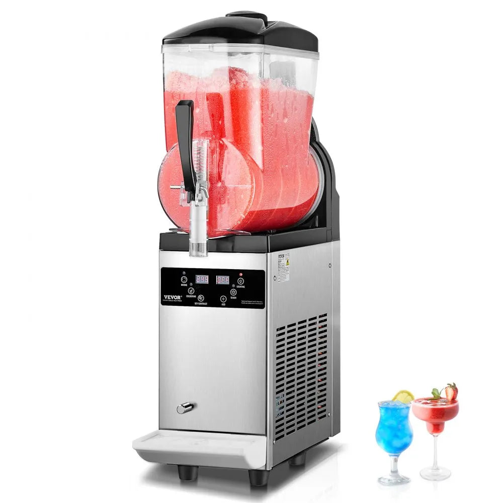 XN120B Commercial Slushy Machine 12L Single Tank Frozen Drink Maker, Stainless Steel Margarita & Smoothie Machine, 48 Cups for Restaurants, Cafes, Bars & Parties