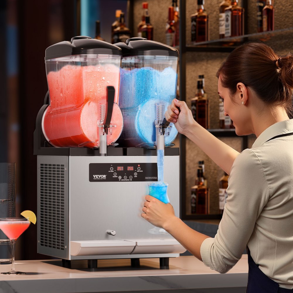 XN240B Commercial Slushy Machine 24L (12L x 2) Double Tank Frozen Drink Maker – Stainless Steel