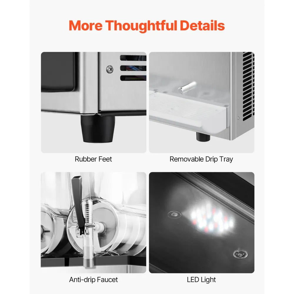 XN360B Commercial Slushy Machine, 3 x 12L Triple Tank Frozen Drink Maker, Stainless Steel Margarita & Smoothie Machine