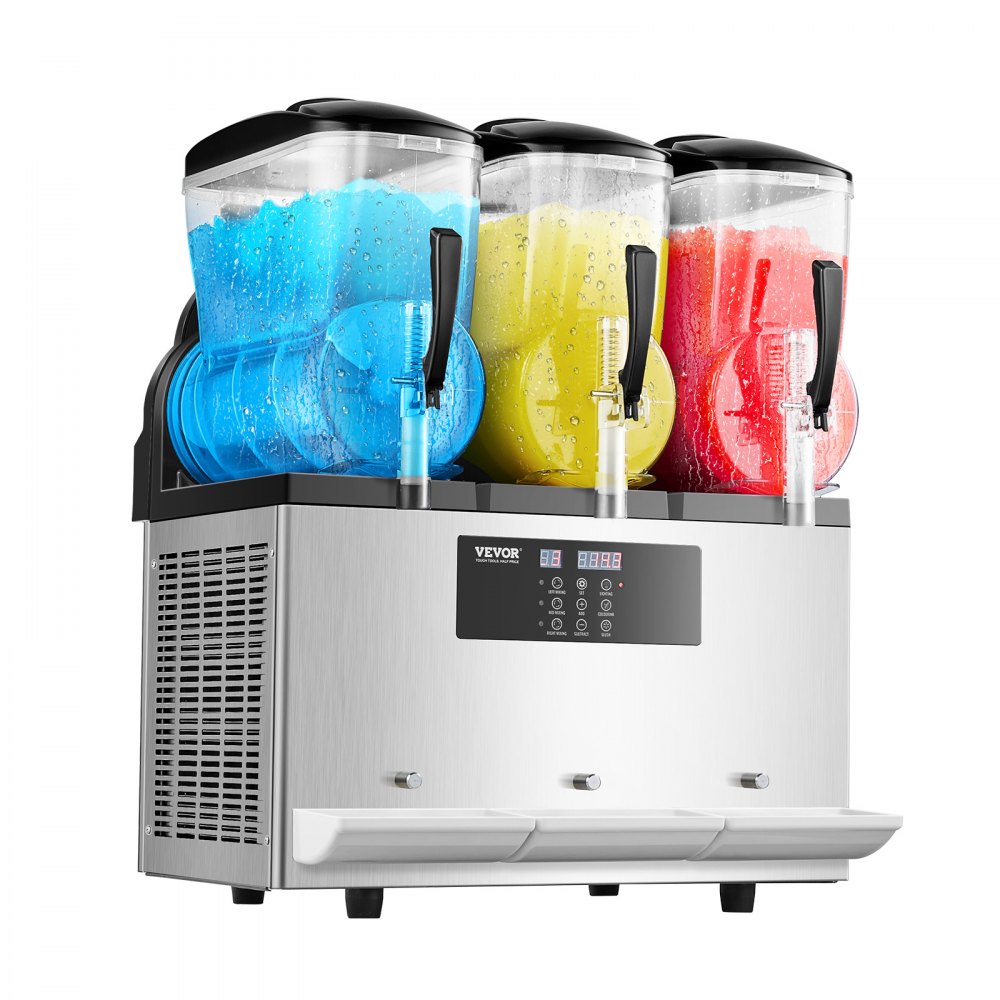 XN360B Commercial Slushy Machine, 3 x 12L Triple Tank Frozen Drink Maker, Stainless Steel Margarita & Smoothie Machine