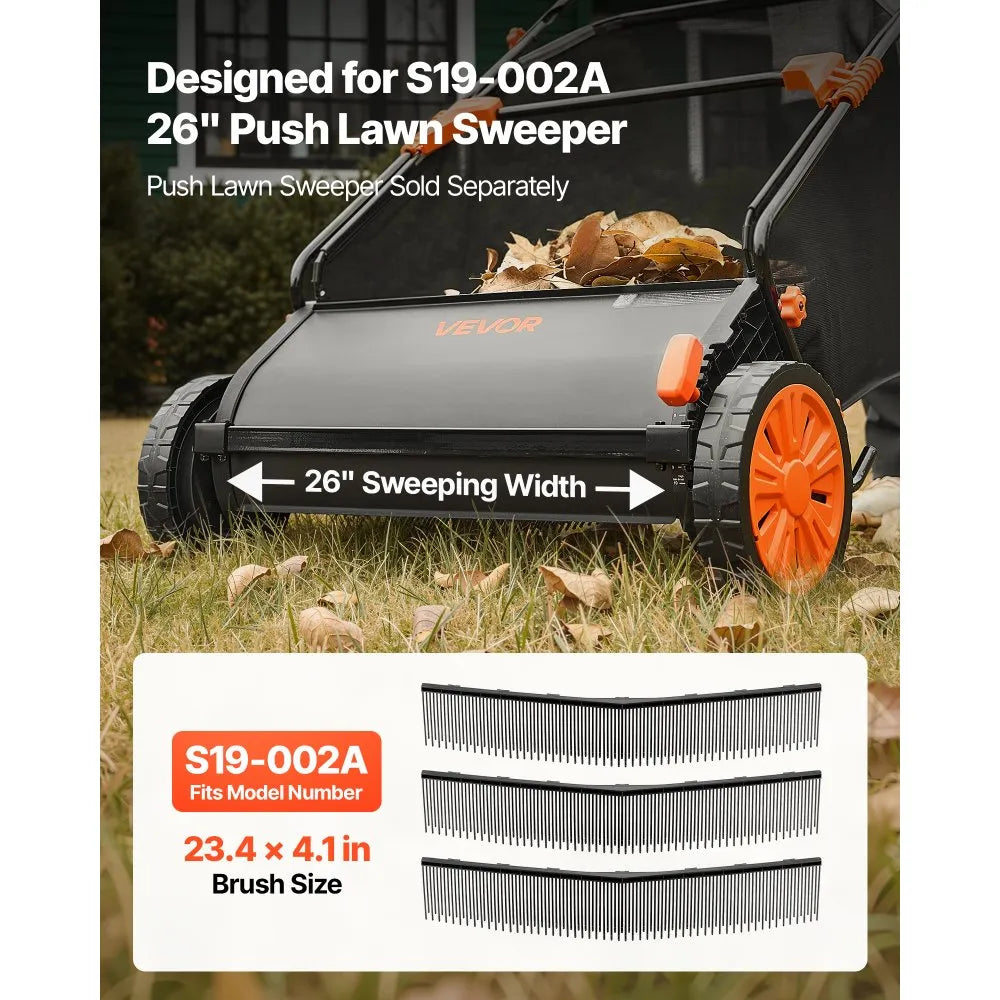 919-002B 3-Pack Lawn Sweeper Brush Replacement for 26" Push Lawn Sweepers – Durable V-Shaped Bristles
