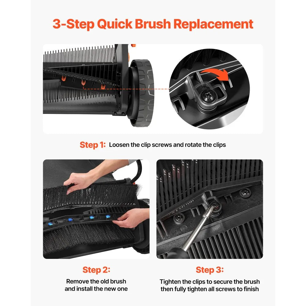919-002B 3-Pack Lawn Sweeper Brush Replacement for 26" Push Lawn Sweepers – Durable V-Shaped Bristles