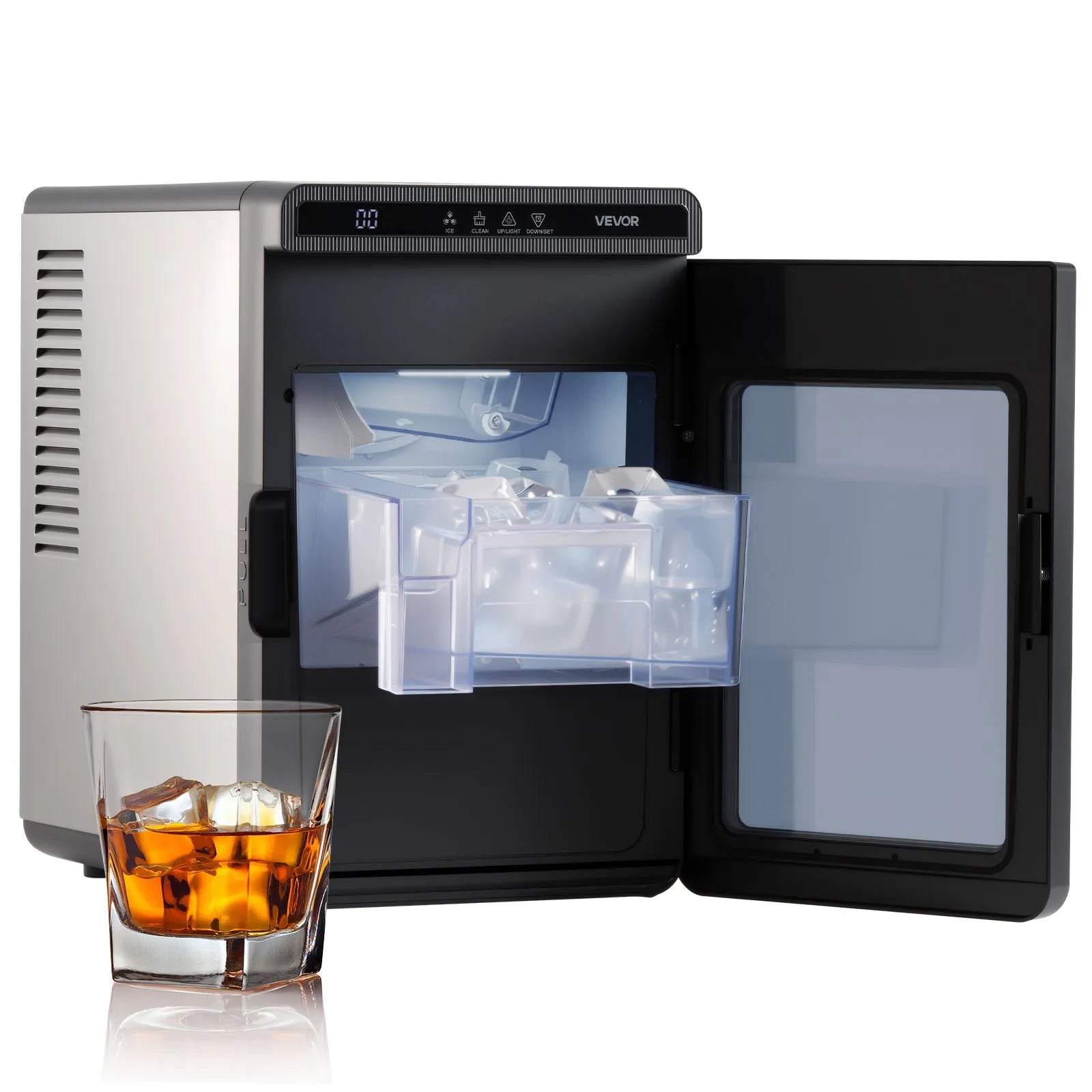 HZBF-0340 22 lbs/Day Countertop Ice Maker, Self-Cleaning Portable Ice Machine with Square Ice Cubes & Ice Tong