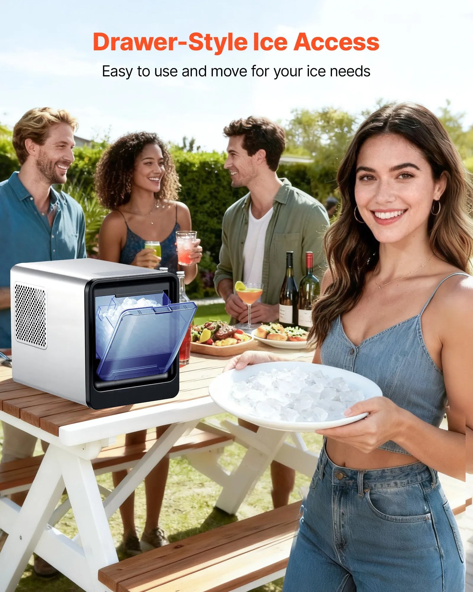 BS-303 33Lbs/Day Nugget Ice Maker, Portable Countertop Pebble Ice Machine with Self-Cleaning & Scoop