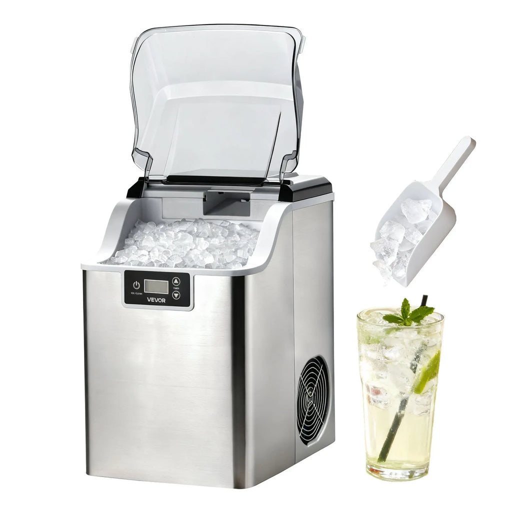 44lbs/Day Nugget Ice Maker, Self-Cleaning Countertop Ice Machine with Scoop & 4lb Basket