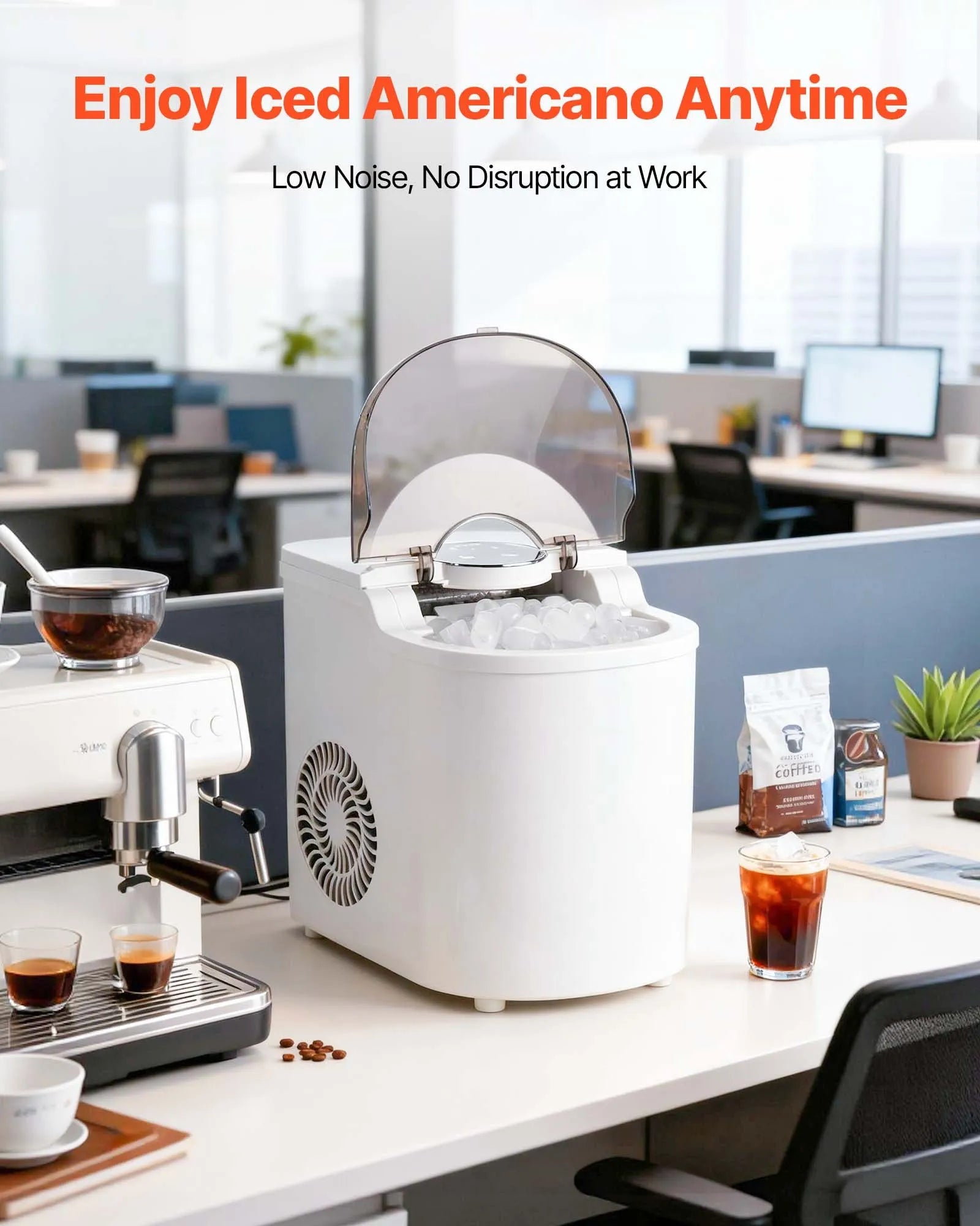 BS-004 Portable Countertop Ice Maker, 26 lbs/Day, 7 Cubes in 6 Mins, Self-Cleaning, 2 Ice Sizes