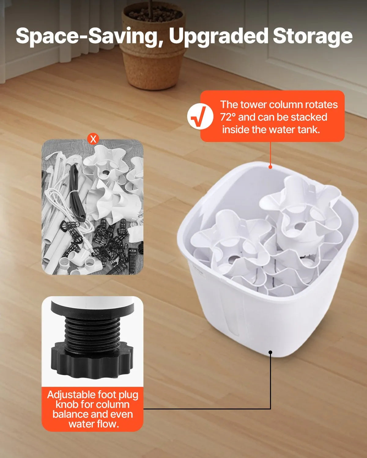VV1-6C-US 30-Pod Vertical Hydroponic Growing Tower System with Water Pump & Timer