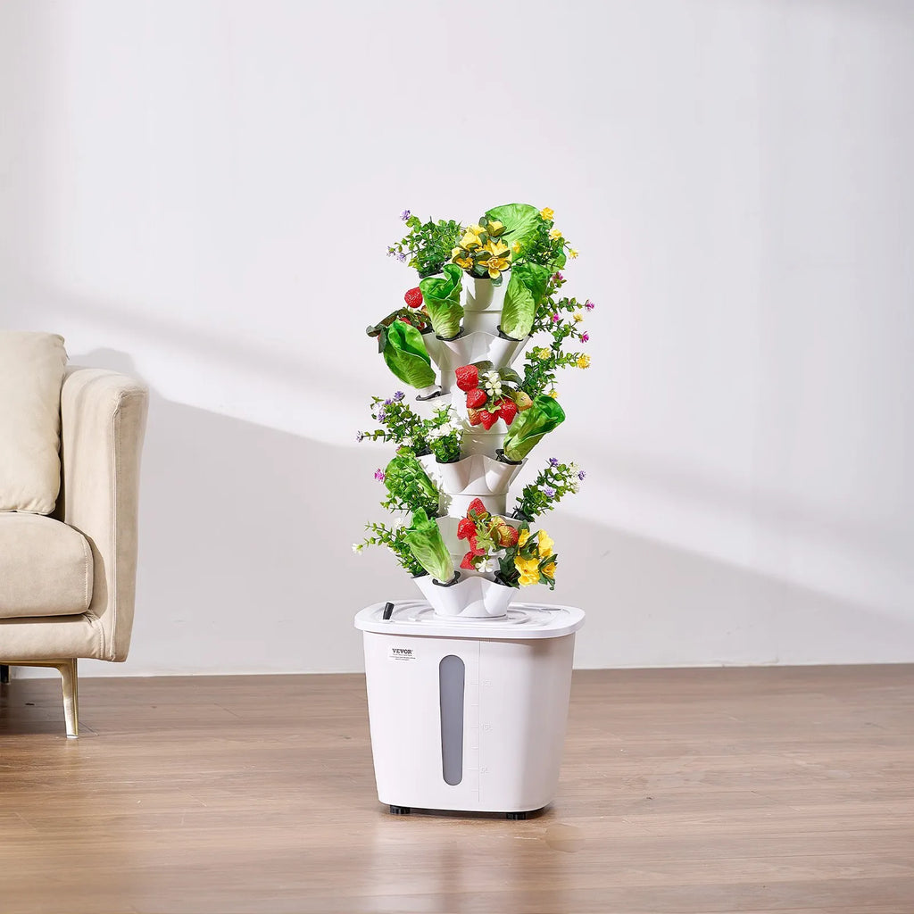 VV1-6C-US 30-Pod Vertical Hydroponic Growing Tower System with Water Pump & Timer