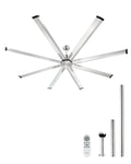 FR25049NL-84"BN 84" Brushed Nickel Ceiling Fan with Remote Control, 8 Aluminum Blades, 6-Speed Reversible DC Motor, Indoor & Outdoor